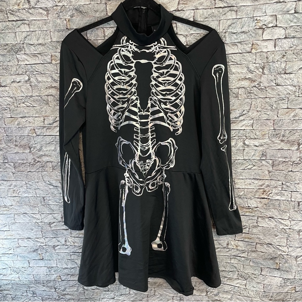 Modern Hero skeleton bodycon Flowy long sleeve dress